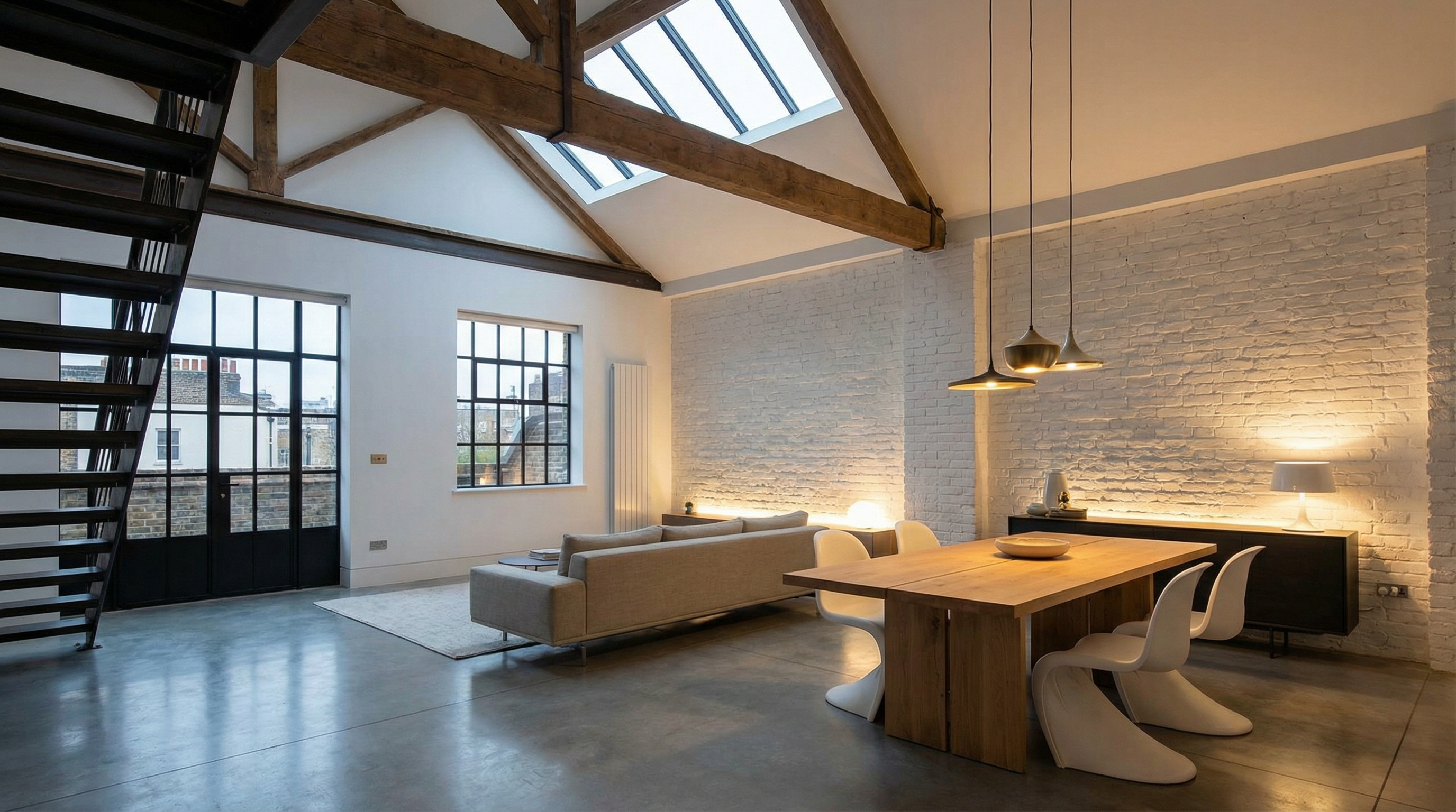 Modern loft conversion in London with skylights